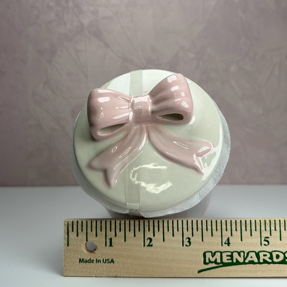 Striped Ceramic Jar with Pink Bow Lid - Picture 10 of 16